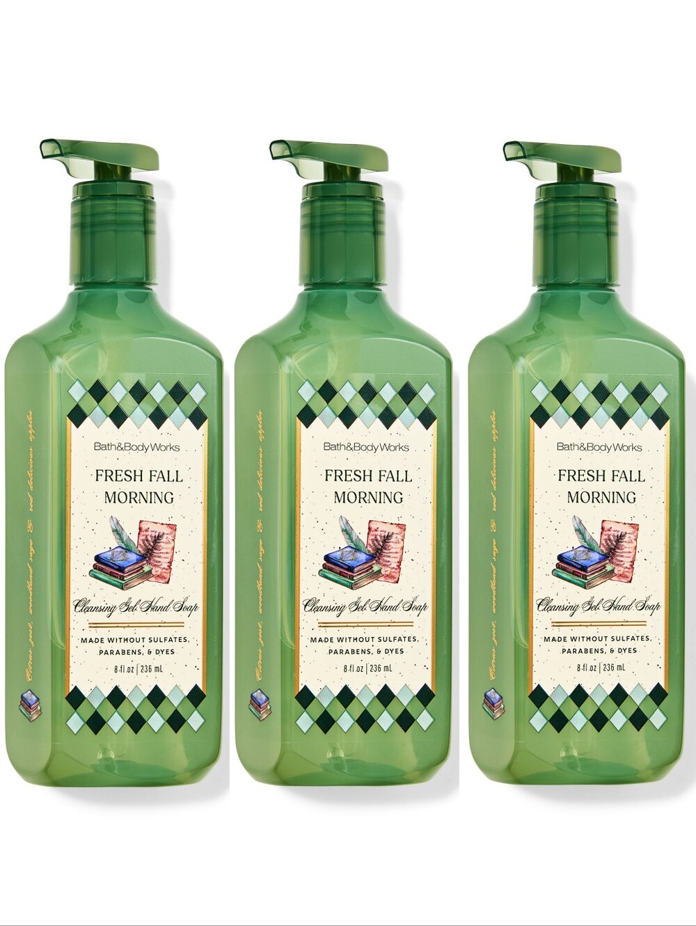 Bath & Body Works Fresh Fall Morning Cleansing Gel Hand Soap Set of 3 NEW RARE